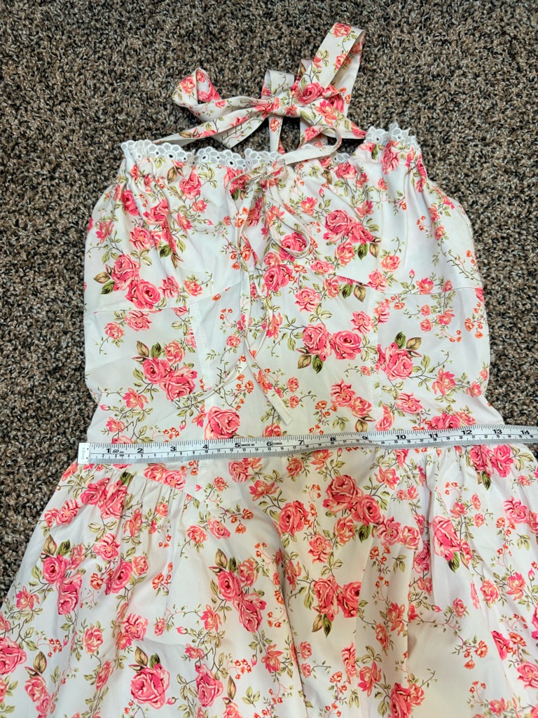 Rihoas Cream Floral Halter Maxi Dress With Pink Rose Print — image 7 of 8
